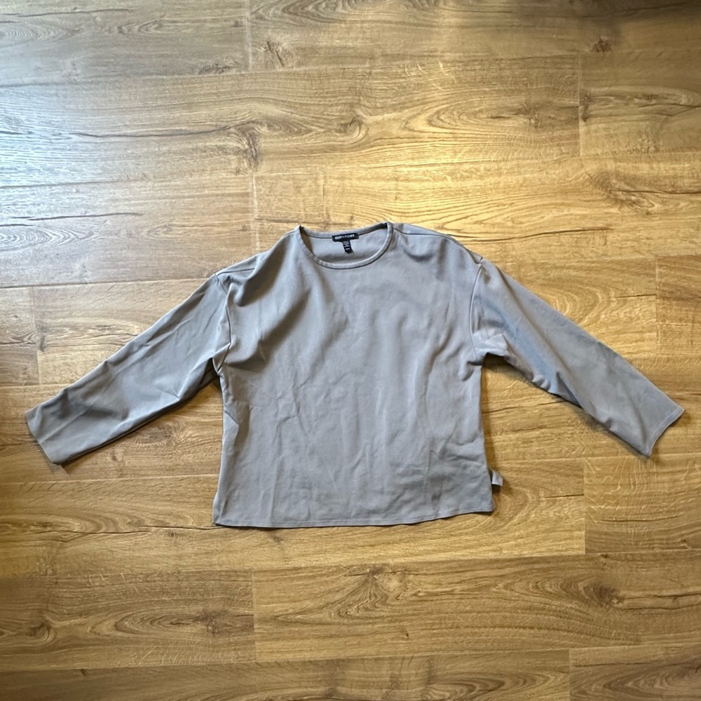 Eileen Fisher Gray Mushroom Tencel Blend Long Sleeve Top XS